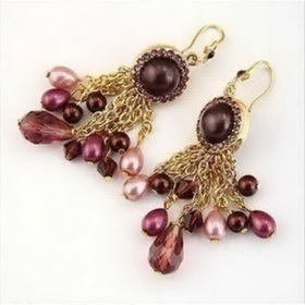 Female European Style Exotic Acrylic Stone Tassel Earrings