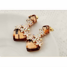 Female European and American Crystal Flowers Diamond Retro Earrings