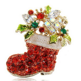 Ladies Elegant Full Rhinestone Gold Plated Three Different Colours Zircon Vintage Brooch