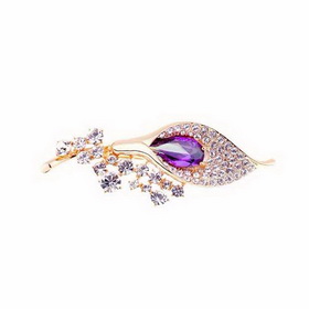 Glamorous & Dramatic Gilded Crystal Diamond Brooch Pin