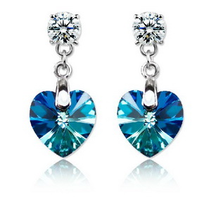 Fancy Female Blue and White Crystal with Rhinestone Earrings