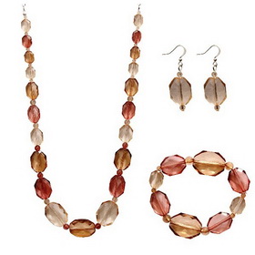 925 Silver Necklace Earrings Bracelet Acrylic Jewelry Set