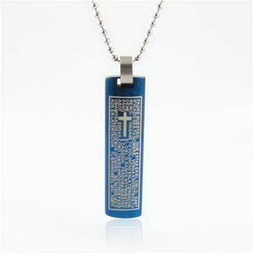 Men Copper Alloy Scripture Cross Pendants Necklace