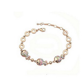 Golden-plated Crystal Round Wrist Chain Copper Alloy Bracelet