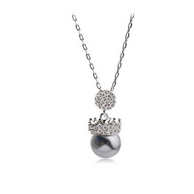 Gray Copper Alloy 18K Gold Plated Necklace