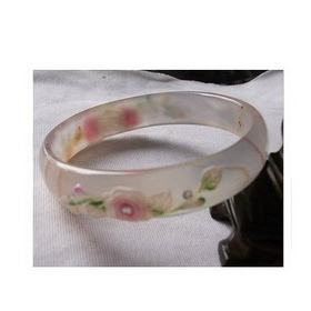 Ladies Bezel Metals Classic Polymer Clay Rose Design Wide Multicolour Bangle