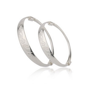 Women Silver White Engraving Lucky Jewelry Bangle