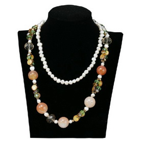 Real Multicolor Pearl Opal Jade Flower Pendant Necklace