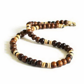 Tibetan Yak Bone Beaded Naga Conch Shell Inlaid Stone Necklace