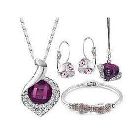 925 Sterling Silver Toggle Heart Necklace Bracelet Set