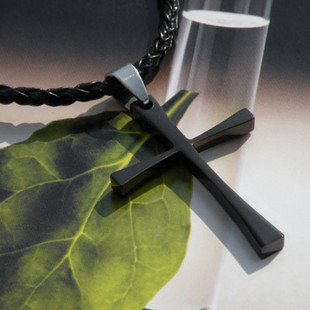 Men's Metal Black Cross Necklace Pendant