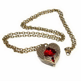 Vintage Heart Wings Design Stainless Steel Colorful Necklace