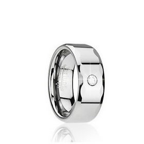 Men's with a Small Diamond Round Carbide Tungsten Ring