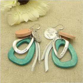 Flake Design Mixed Design Wood Handmade Three Rows Colourful Earrings