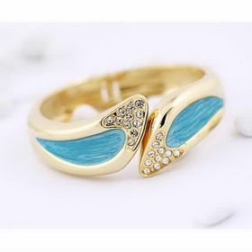 European Style Retro Fashion Diamond Enamel Glaze Broad-brimmed Bracelet