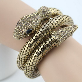 European Style Retro Gold-plated 18K Diamond Snake Bracelet