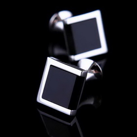 Men's Fashional Never Fade Metallic Silver Inlaid in Black Tie Clip