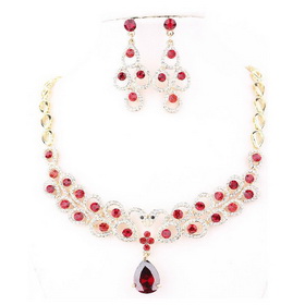 Zinc Alloy Crystal Women Wedding Man Made Material Necklace and Earing
