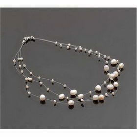 Man-made Shaped Natural Colour Baroque Pearl Three-layer Necklace