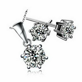 Women 18K White Gold Crystal Jewelry Set For Wedding