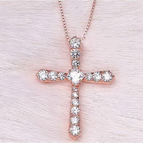 Women Rose Gold Crystal Austrian Rhinestone Necklace