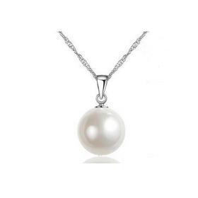 Women Round Champagne Natural Freshwater Pearl Necklace with Silver Chains
