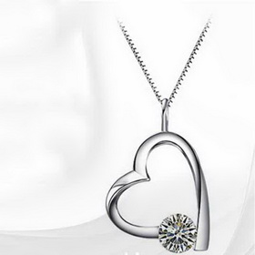 Charm 925 Sterling Silver Rhinestone Platinum Pendant
