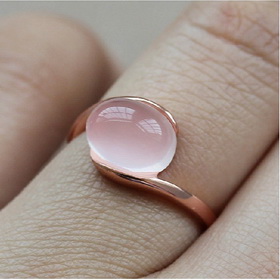 925 Silver Rose Gold Plating Pink Crystal Ring