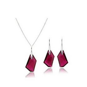 925 Silver Clear Crystals Turquoise Jewelry Set