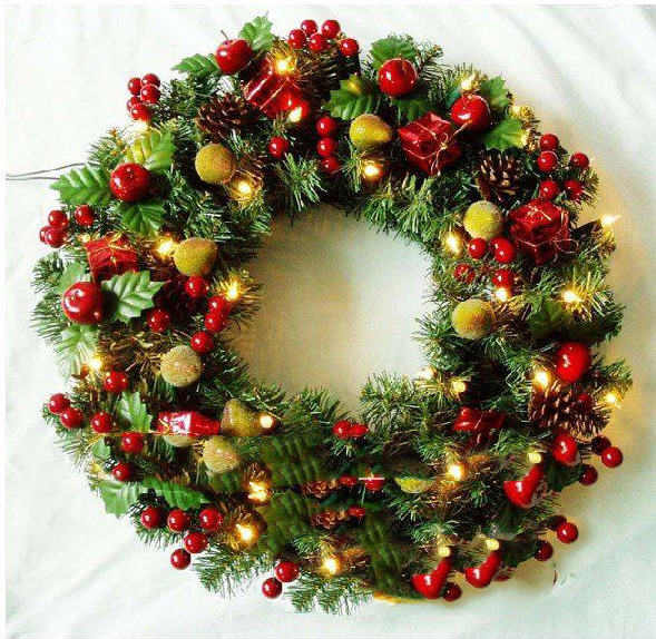 PVC Plastic Christmas Classic Red Lights Decorative Flowers