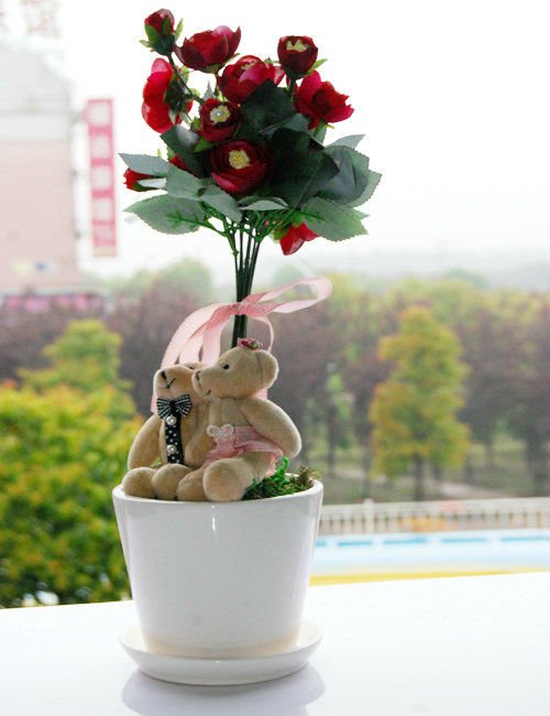 Silk Weaving South Korea Harmonia Pastelis Pot Federer Bear Bonsai