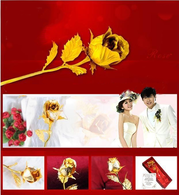 Gold Rose Decorative Flowers For Valentine's Day Gifts or Christmas Gifts