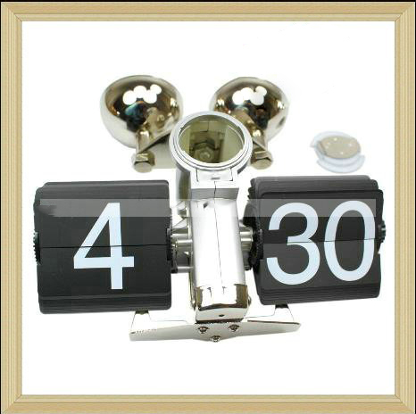 Metal Exquisite Design Retro Digital Quartz Gear Shift Alarm Silver Clock