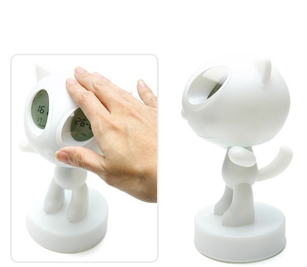 12 Color Change Plastic Led Light Cat Multifunction Clock
