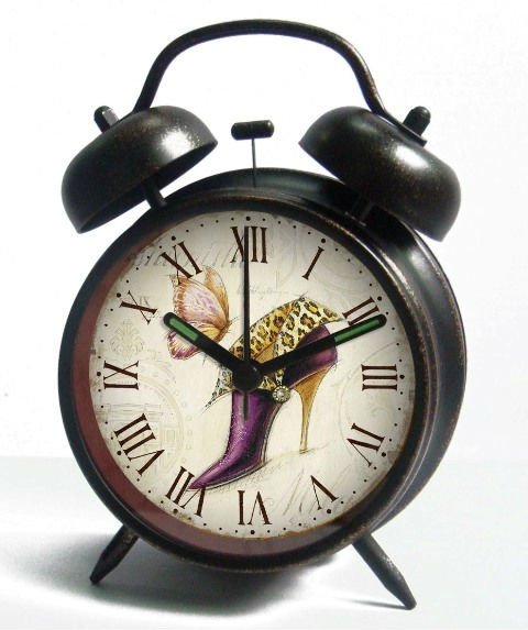 Antique Iron High-heeled Alarm Table Clock