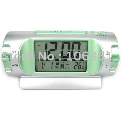 Durable Plastic with Backlight & Thermometer LCD Digital Snooze Mode with Calendar Green Alarm Clock