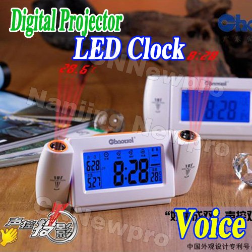 Sound Controlled Digital Time and Temperature Double Projection LED Alarm Clock