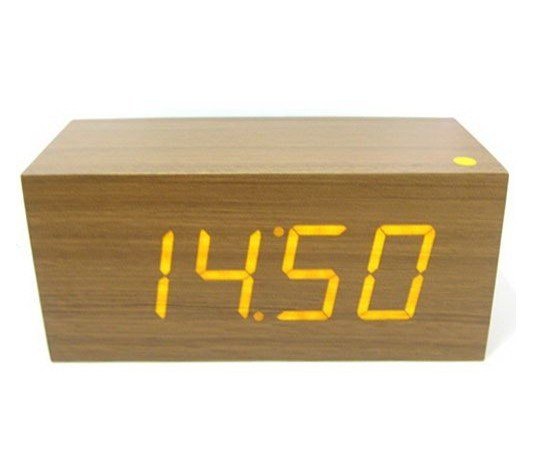 Digital Rectangular Wooden LED Desk Clock