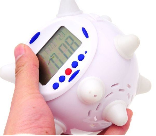 Lovely Ball Shaped Digital LCD Calendar Alarm Clock with LED Background Light