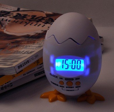 Plastic White Egg Chicken Design LCD Digital Table Alarm Clock