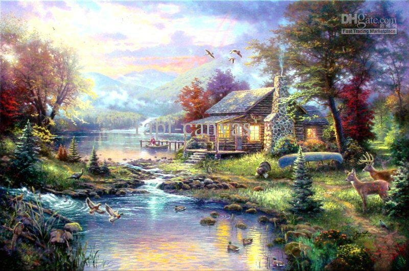 Modern Handmade On Canvas Landscape Oil Painting