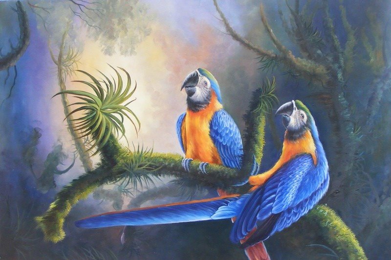 Modern Fine Quality Birds Art Oil Painting