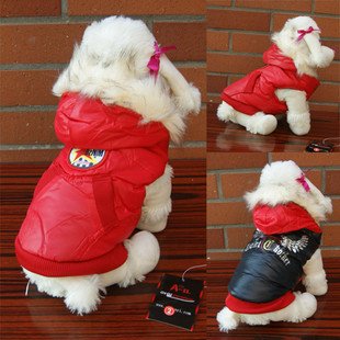 Double-sided Cotton Fur Collar Eco-Friendly Waterproof Red Pet Coat