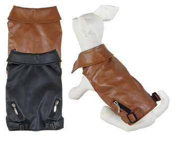 Fashion Design Leather Zipper Lapel Dog Clothes
