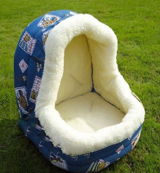 Winter Cotton Eco-friendly Anti-Shrink Warm Blue Small Flower Pet Bed