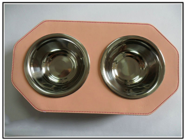 Eight-Shape High-Class Leather Stainless Steel Pet Feeder