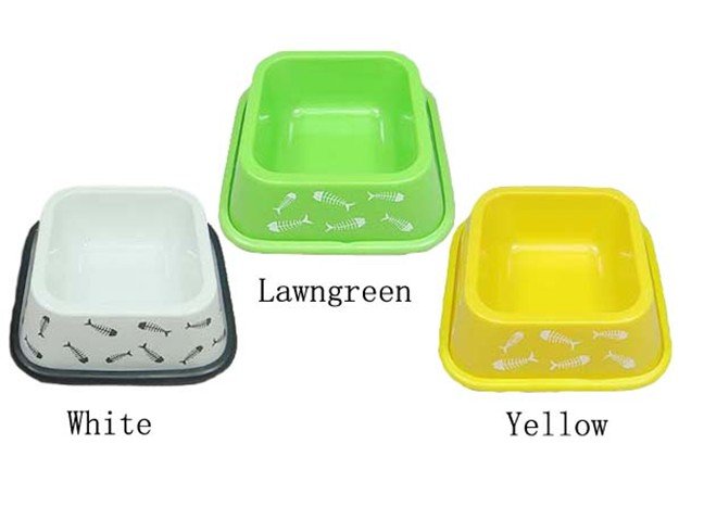 Fashion Design Green PVC Square Fish Bone Personalized Dog Bowls