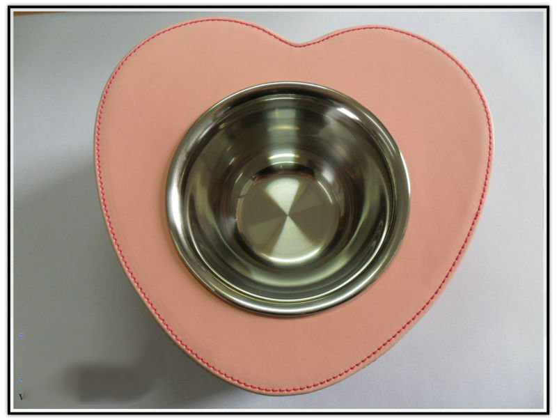 Heart-Shaped Special Leather Stainless Steel Pet Bowls