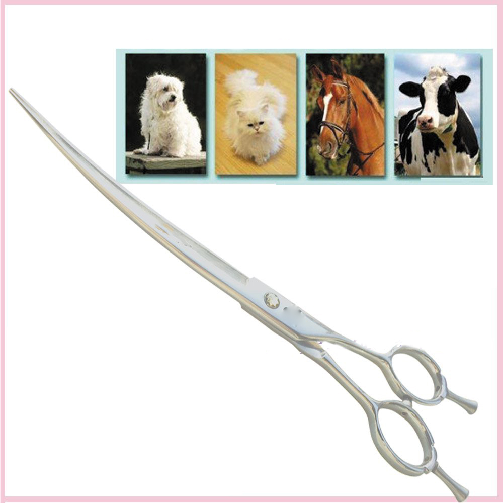 Eco-friendly Light Weight Scimitar Design Hconvex Edges Hollow Ground  Stainless Steel Pet Sallon Scissors