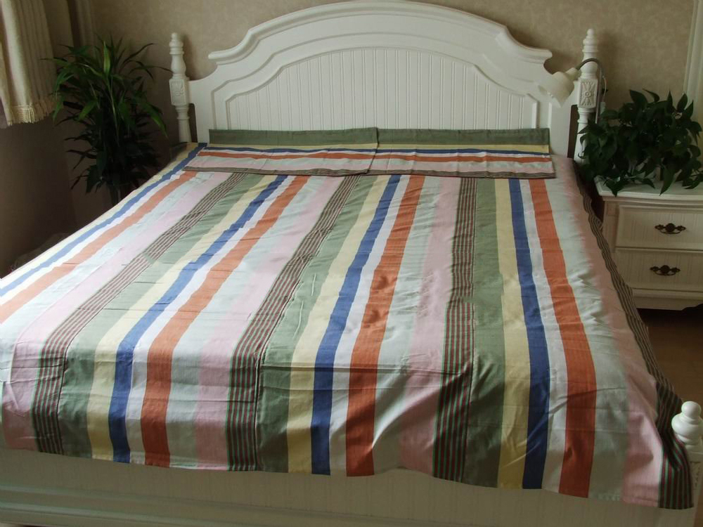 Chinese Traditional Pure Cotton Colourful Stripes Bedding Set
